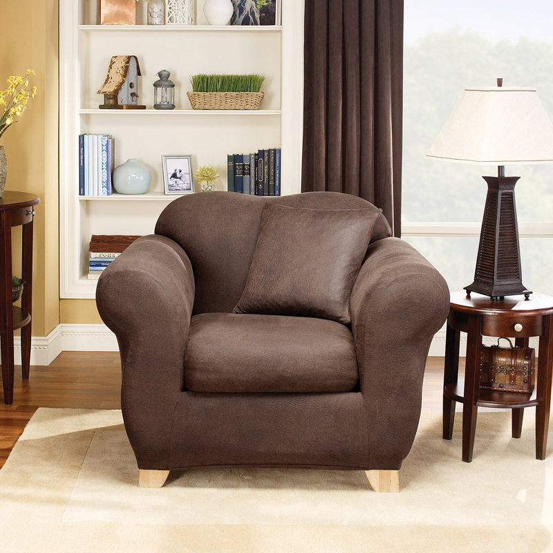 Sure Fit Stretch Leather Box Cushion Armchair Slipcover & Reviews Wayfair