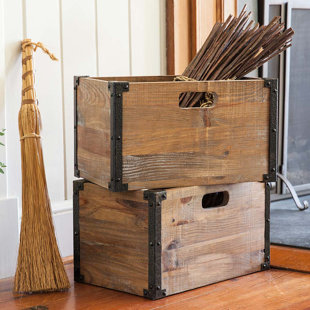 Rustic Wood Storage Containers You Ll Love Wayfair Deep Creek Rustic Storage Solid Wood Crate Set Of 2