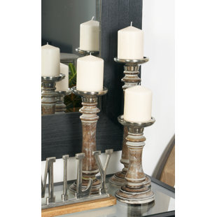 Wood Candle Holders You Ll Love Wayfair 3 Piece Wood Candlestick Set
