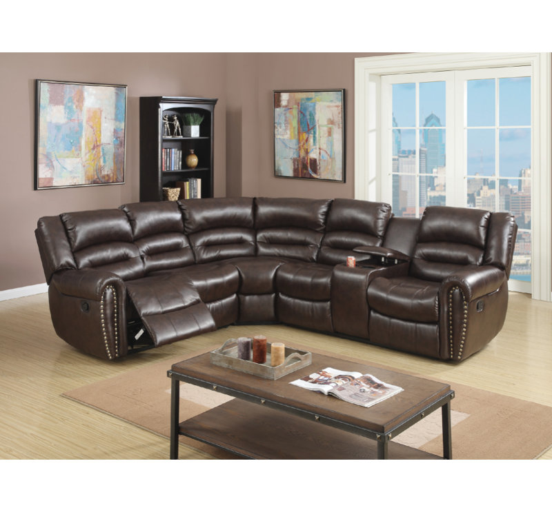 Red Barrel Studio Stayton 3 Piece Leather Reclining Sectional Set Stayton 3 Piece Leather Reclining Sectional Set
