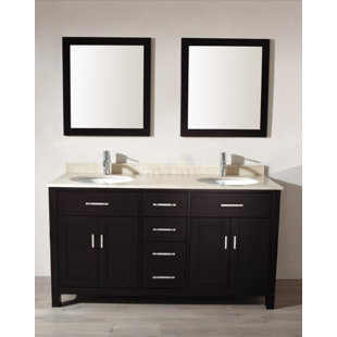 63 Inch Double Vanity Wayfair Celize 63 Double Bathroom Vanity Set With Mirror