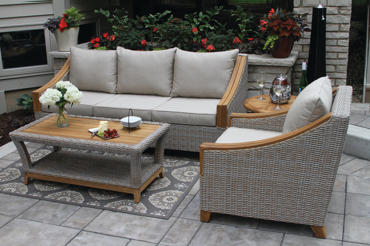 Birch Lane Desmond 78" Wicker & Teak Patio Sofa & Reviews Wayfair.ca