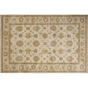 One-of-a-Kind Leann Hand-Knotted Oriental Rectangle Ivory Area Rug