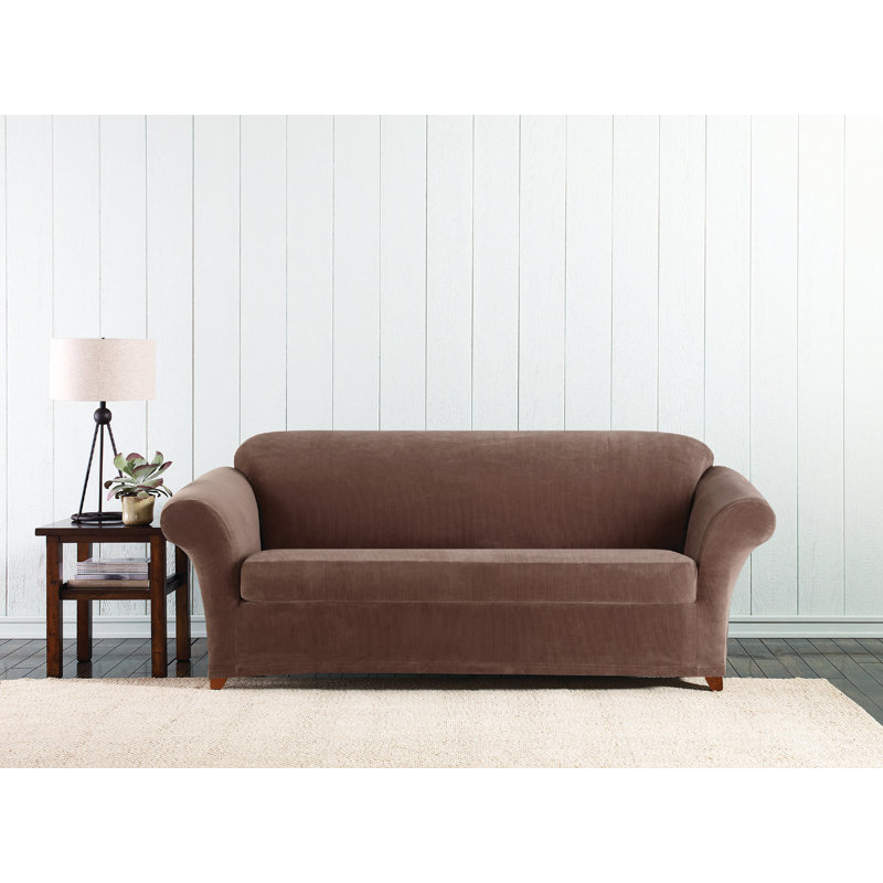 Stretch Corduroy Box Cushion Sofa Slipcover