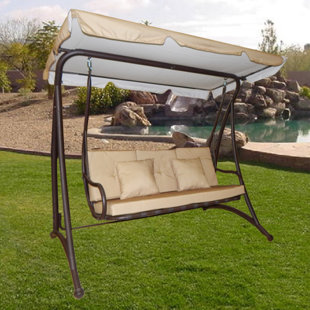 Outdoor Swing Bed With Canopy Wayfair Darby 3 Seat Outdoor Porch Swing With Stand