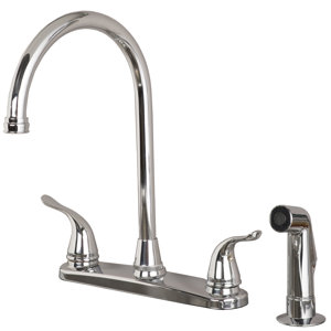 Double Handle Deck Mounted Kitchen Faucet with Side Spray
