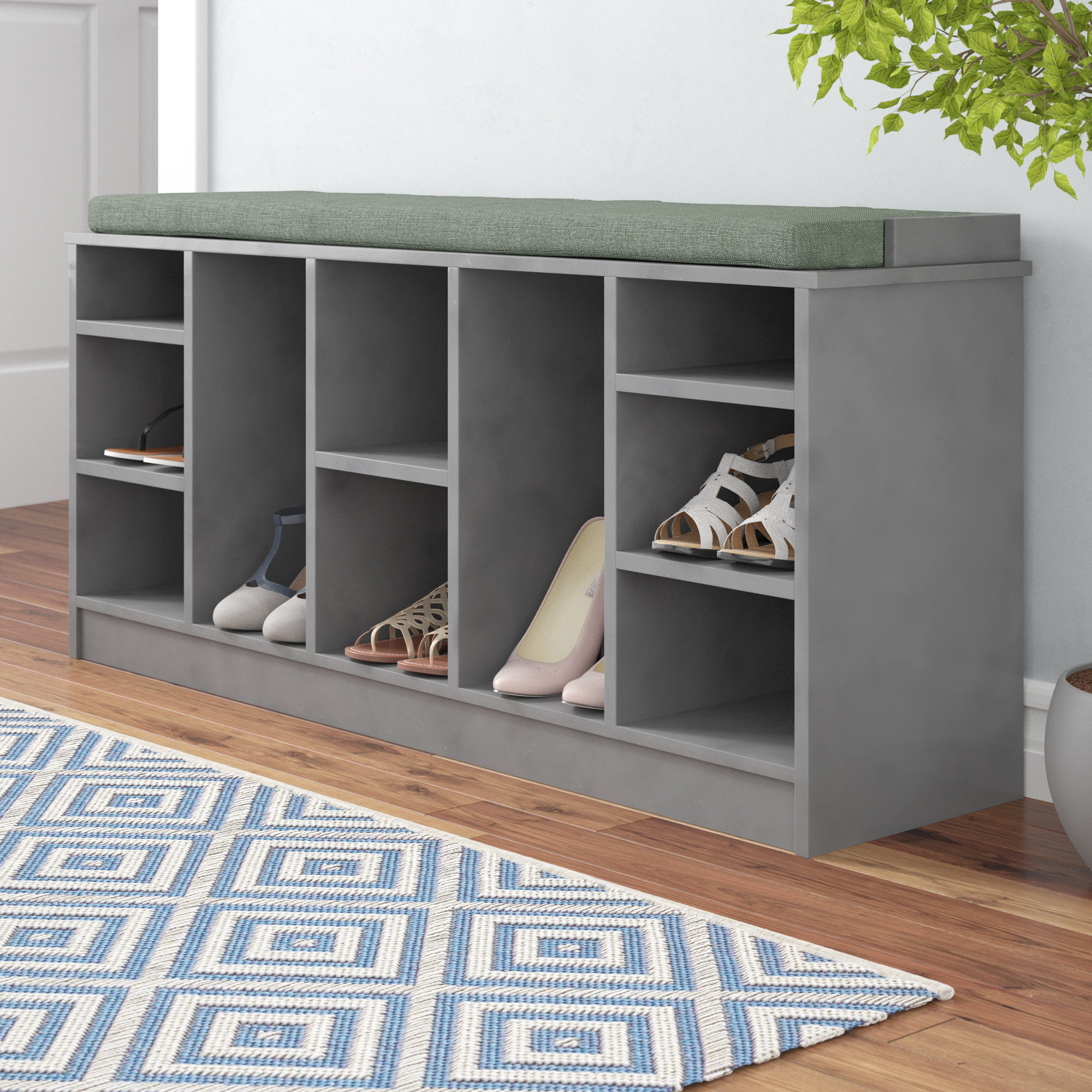 Red Barrel Studio 10 Pair Shoe Storage Bench With Soft Cushion 10 Pair Shoe Storage Bench With Soft Cushion