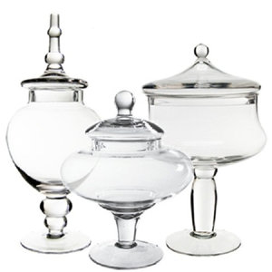 Glass Candy Buffet 3 Piece Apothecary Jar Set