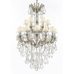 Alvarado 18-Light Bell Fabric Shade Crystal Chandelier