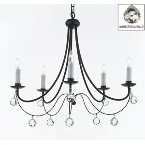 Clemence 5-Light Black Wrought Iron Candle-Style Chandelier