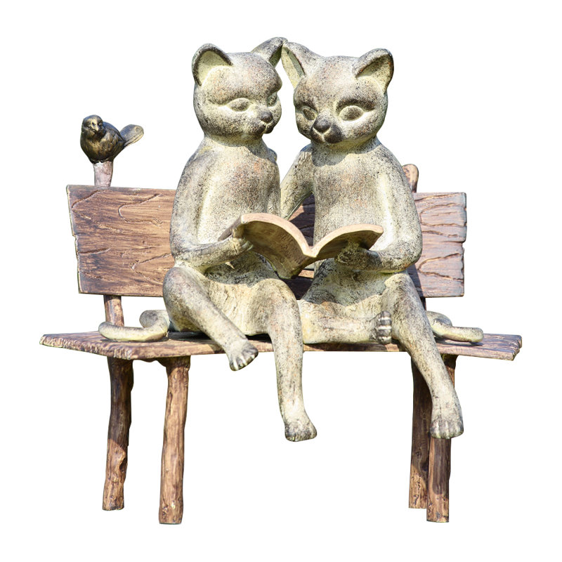 SPI Home Reading Cat on Bench Garden Statue & Reviews Wayfair