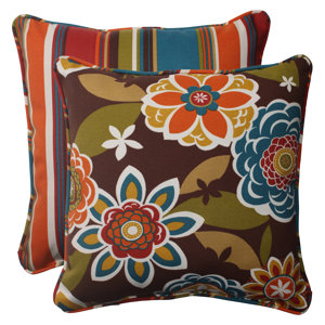 Annie / Westport Reversible Corded Outdoor Throw Pillow (Set of 2)