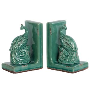 Ceramic Peacock Bookend (Set of 2)