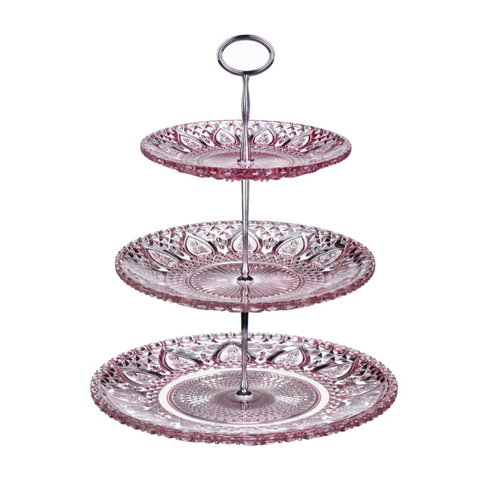 All Home 3 Tier Gl Cake Stand In Pink Reviews Wayfair Co Uk