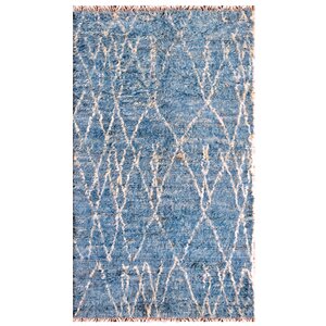 Moroccan Hand-Knotted Light Blue Area Rug