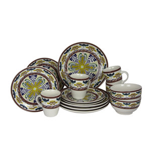 Sunrise Stoneware 16 Piece Dinnerware Set, Service for 4