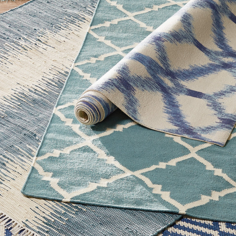 Portsmouth Hand Woven Cotton Blue/Ivory Area Rug & Reviews Joss & Main