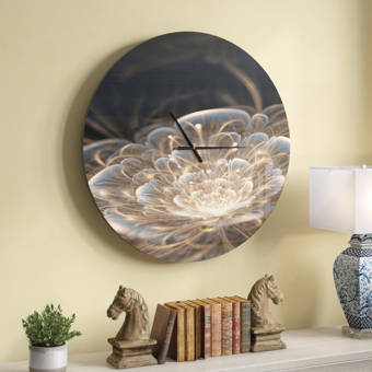 East Urban Home Symmetrical Fractal Flower Wall Clock