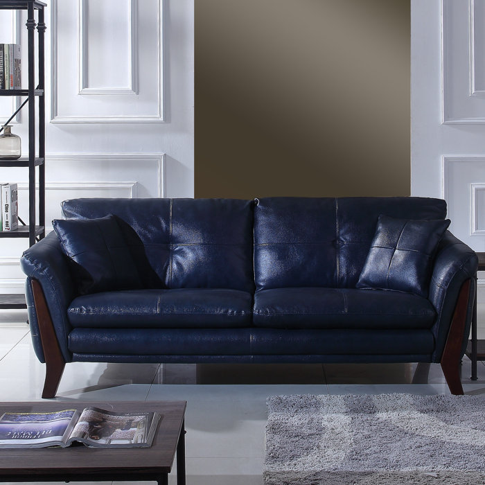 Makeba Mid Century Modern Real Leather Sofa Makeba Mid Century Modern Real Leather Sofa