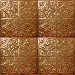 Copper Tin Ceiling Tiles You Ll Love Wayfair Tin 2 Ft X Glue Up Ceiling Tile In Rustic Copper Translucent