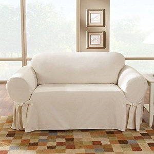 Cotton Duck Box Cushion Loveseat Slipcover