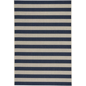 Palm Cove Stripe Blue/Beige Indoor/Outdoor Area Rug