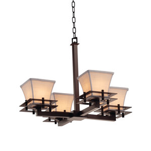 Textile Metropolis 4 Light LED Square Flared Mini Chandelier
