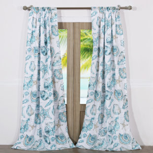 Coastal Beach Curtains Wayfair Cette Nautical Semi Sheer Rod Pocket Curtain Panels Set Of 2