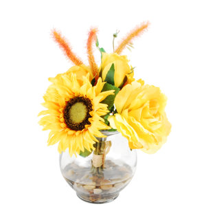 River Rocks and Mixed Floral Arrangements in Decorative Vase