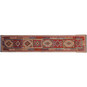 One-of-a-Kind Vallejo Kilim Southwestern Hand-Woven Runner Red Wool Area Rug