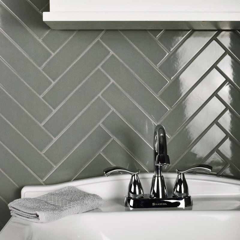 Elitetile Retro1 75 X 7 Porcelain Subway Tile In Glossy Gray Retro1 75 X 7 Porcelain Subway Tile In Glossy Gray