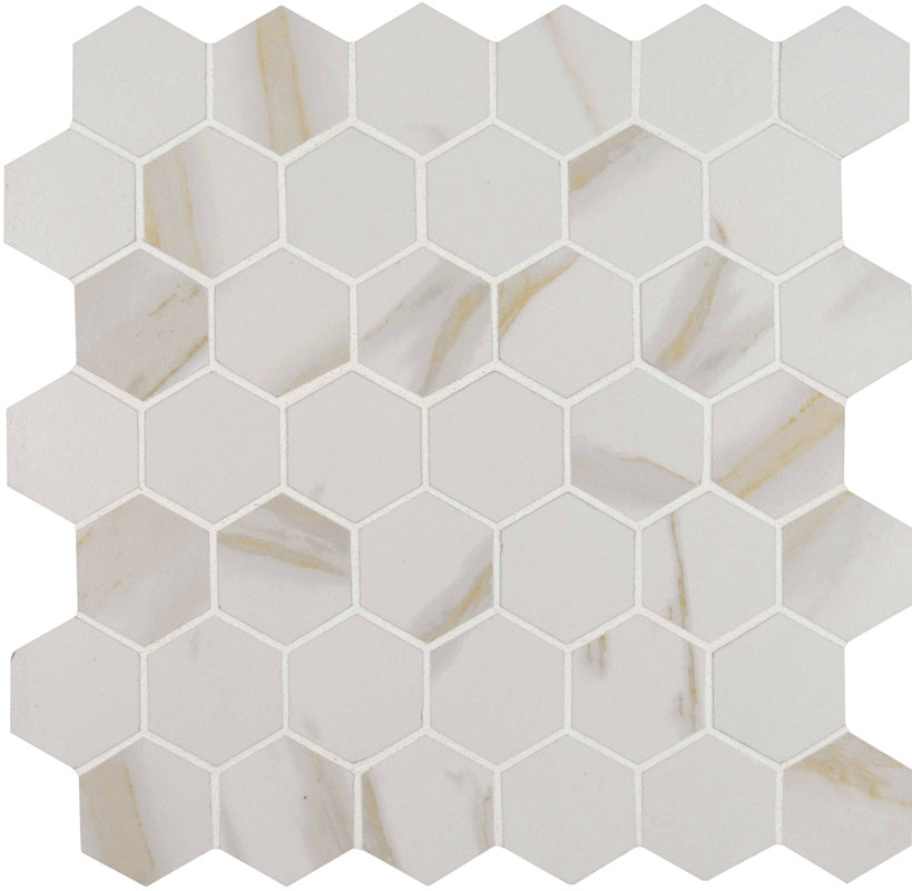 Msi Calcatta 2 X Hexagon Porcelain Mosaic Tile In White Calcatta 2 X Hexagon Porcelain Mosaic Tile In White