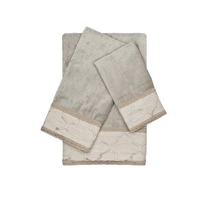 Ascot Decorative Embellished 3 Piece Towel Set