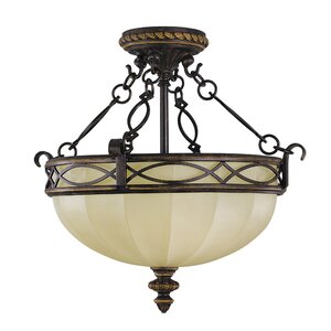 Edwardian Small 3-Light Semi Flush Mount