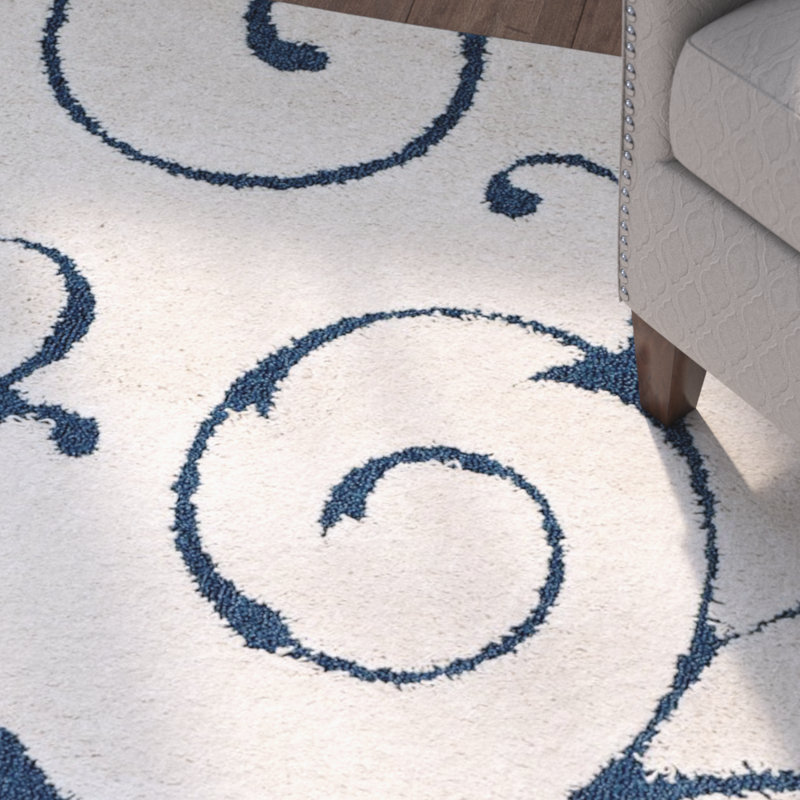 Three Posts Alison Cream Navy Blue Area Rug Reviews Wayfair Alison Cream Navy Blue Area Rug