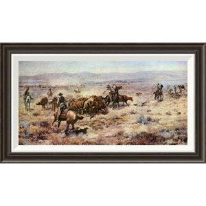 'The Round-Up' by Charles M. Russell Framed Painting Print