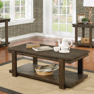 Rustic Coffee Table Wheels Wayfair Stackhouse Rustic Coffee Table