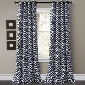 Diederich Geometric Room Darkening Outdoor Grommet Curtain Panels (Set of 2)