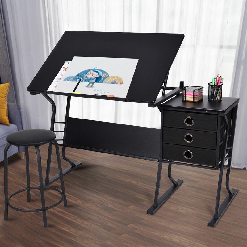 Symple Stuff LaGuardia Adjustable Drafting Table and Chair Set | Wayfair.ca