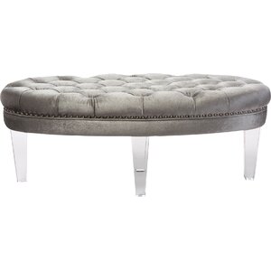 Edna Oval Microsuede Fabric Upholstered Luxe Tufted Ottoman