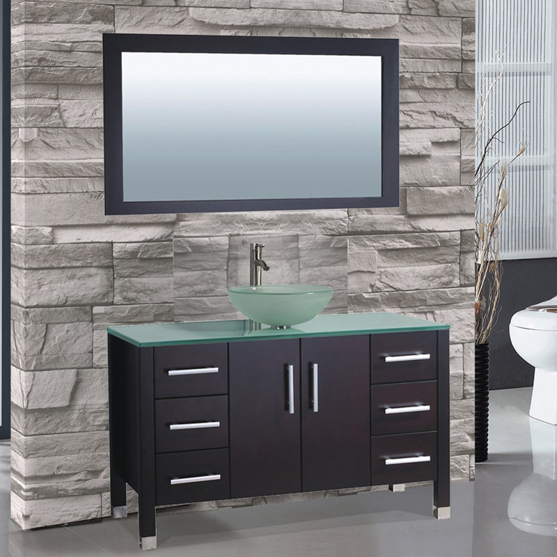 Orren Ellis Prado 48 Single Sink Bathroom Vanity Set With Mirror Prado 48 Single Sink Bathroom Vanity Set With Mirror
