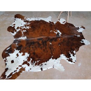 Natural Cowhide Brindle/White Area Rug