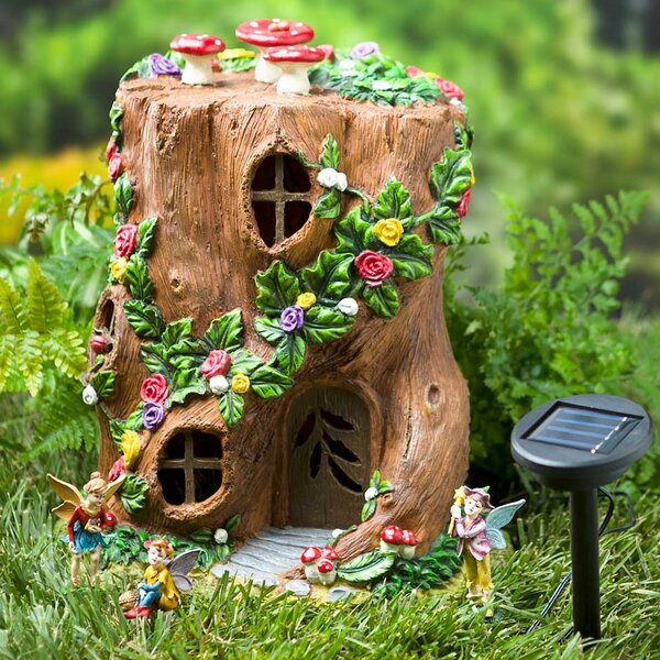 Plow & Hearth Light-Up Tree Trunk Fairy Garden | Wayfair