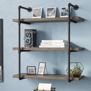 Wall Mounted Bookshelf Wayfair Kennard 3 Tier Pipe Wall Shelf