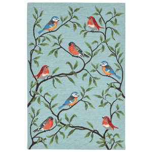 Haverstraw Hand-Tufted Blue Indoor/Outdoor Area Rug
