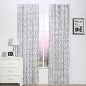 Damask Blackout Rod Pocket Curtain Panels (Set of 2)