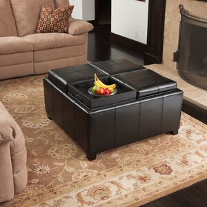 Ashton Leather Tray Storage Ottoman