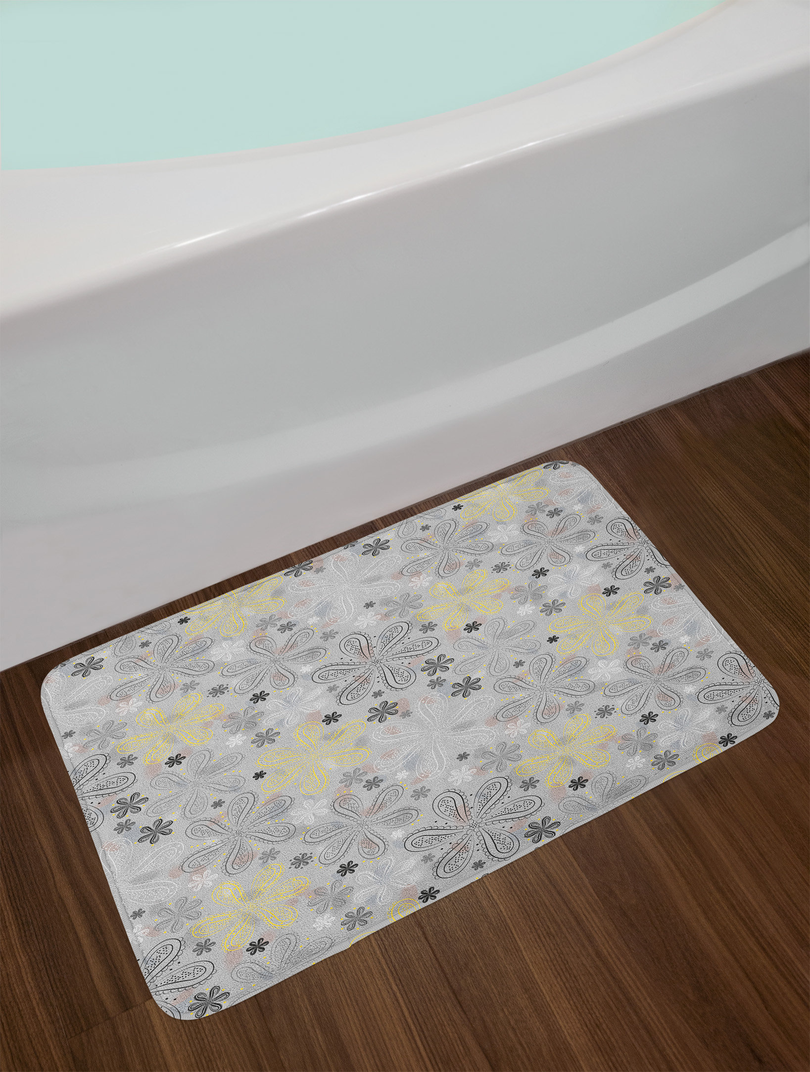 East Urban Home Ethnic Bohem Gray and Yellow Bath Rug Wayfair