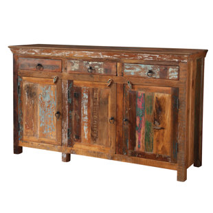 Reclaimed Wood Cabinets Wayfair Pe Borendy Reclaimed Wood 3 Drawer Door Accent Cabinet