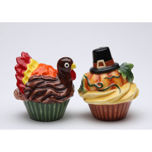 Pumpkin and Turkey 2 Piece Salt and Pepper Set